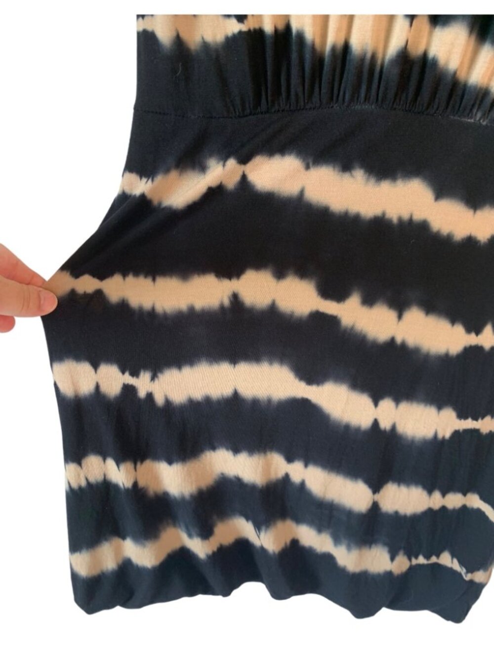 YOUNG, FABULOUS and BROKE Black + Tan Tie-Dye Cap Sleeve Knit Mini Dress Small - Picture 7 of 7